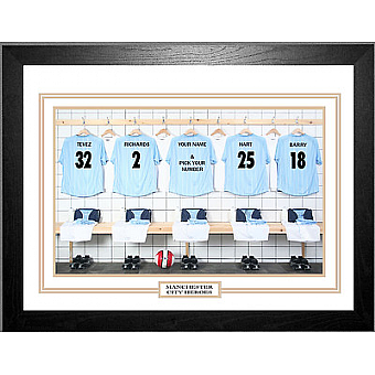 Personalised Framed 100% Unofficial Man City Football Shirt Photo A3
