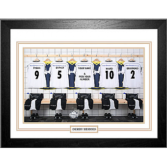 Personalised Framed  Unofficial Derby County team Shirt Photo A3
